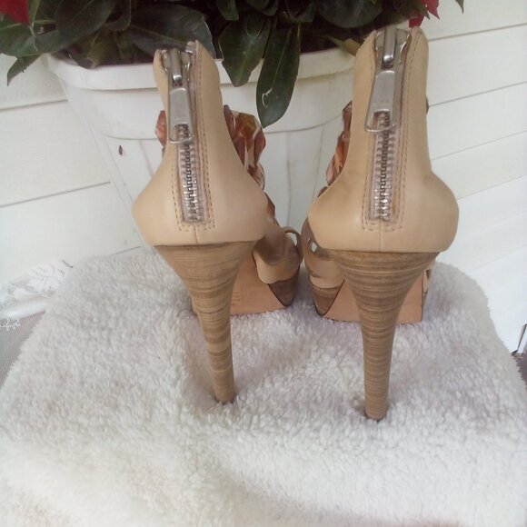 👜🕶Jean-Michel Cazabat Crystal Embellished Platform Heels Nude Size:7 - Picture 6 of 14